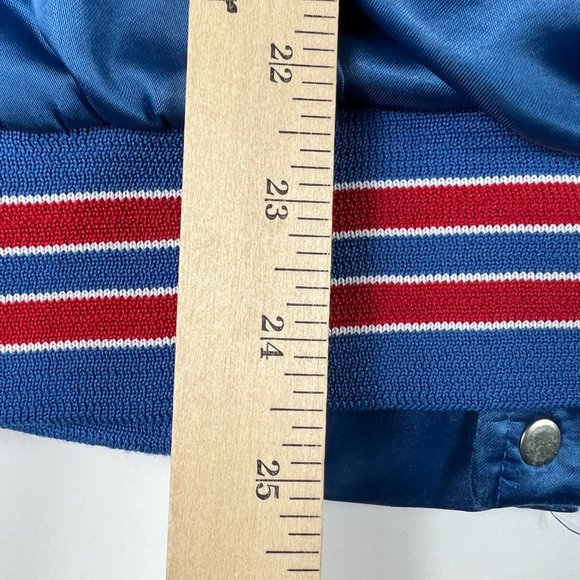 VTG 90s Chalkline NFL New York Giants Satin Jacket Adult Medium Blue Button Snap - Picture 11 of 13